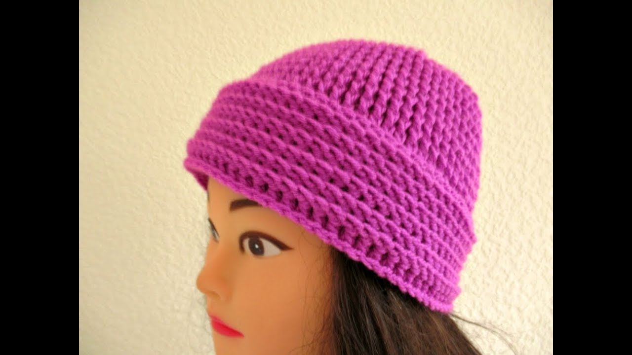 Crochet beanie hat Ladies Women's How to crochet tutorial 20