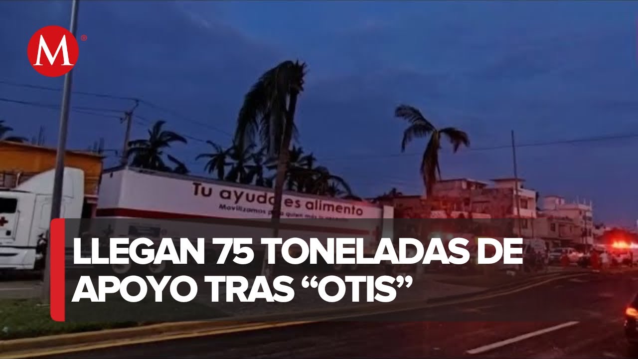 Llegan tr&aacute;ileres de ayuda humanitaria de la Cruz Roja a Acapulco