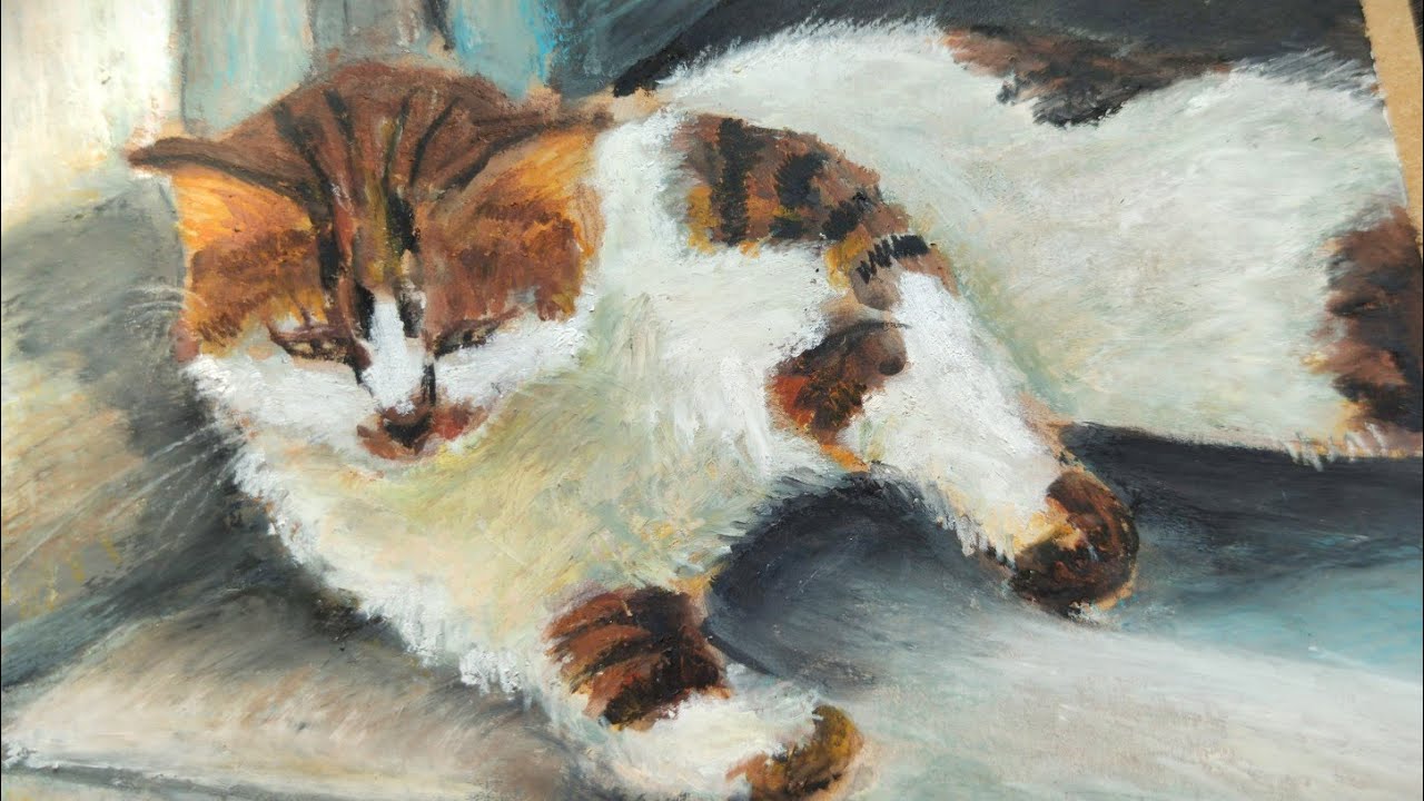 Cat drawing 🐈 Mungyo water soluble oil pastels