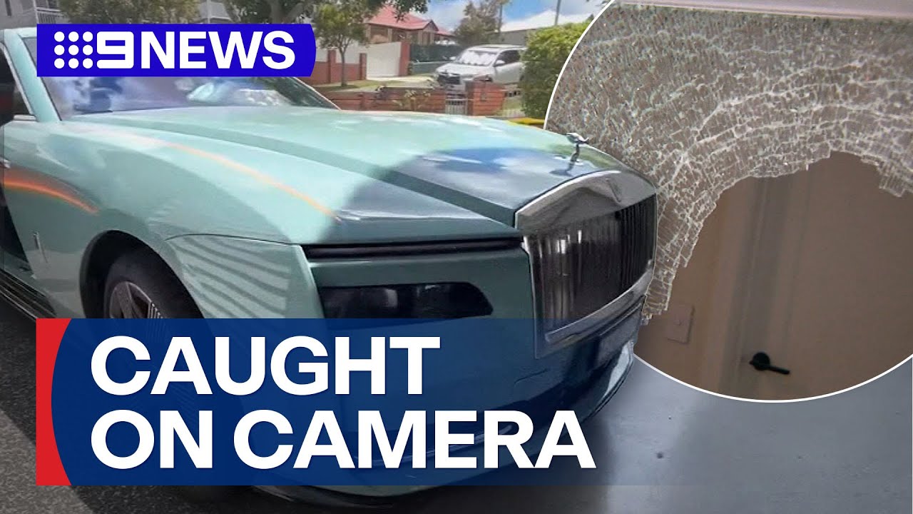 Alleged teen car thieves' joyride captured on dash-cam | 9 News Australia