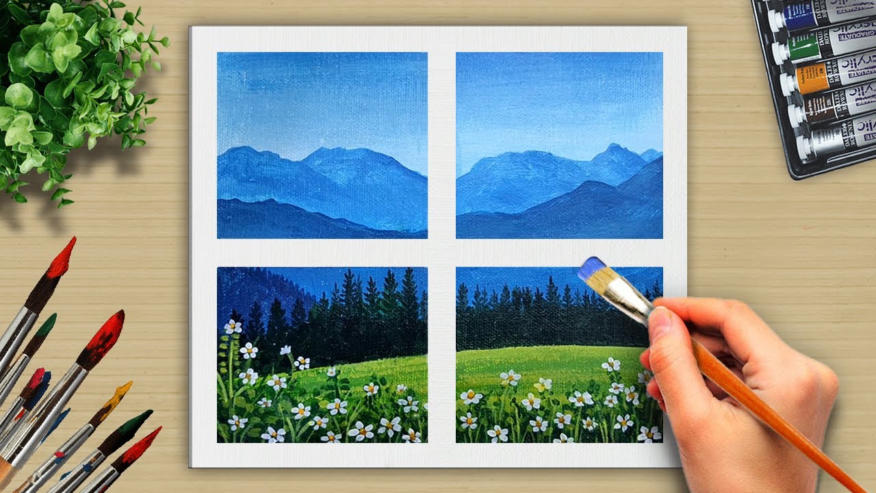 #43 Acrylic Art / How to Paint View from my Window/ Acrylic Painting.