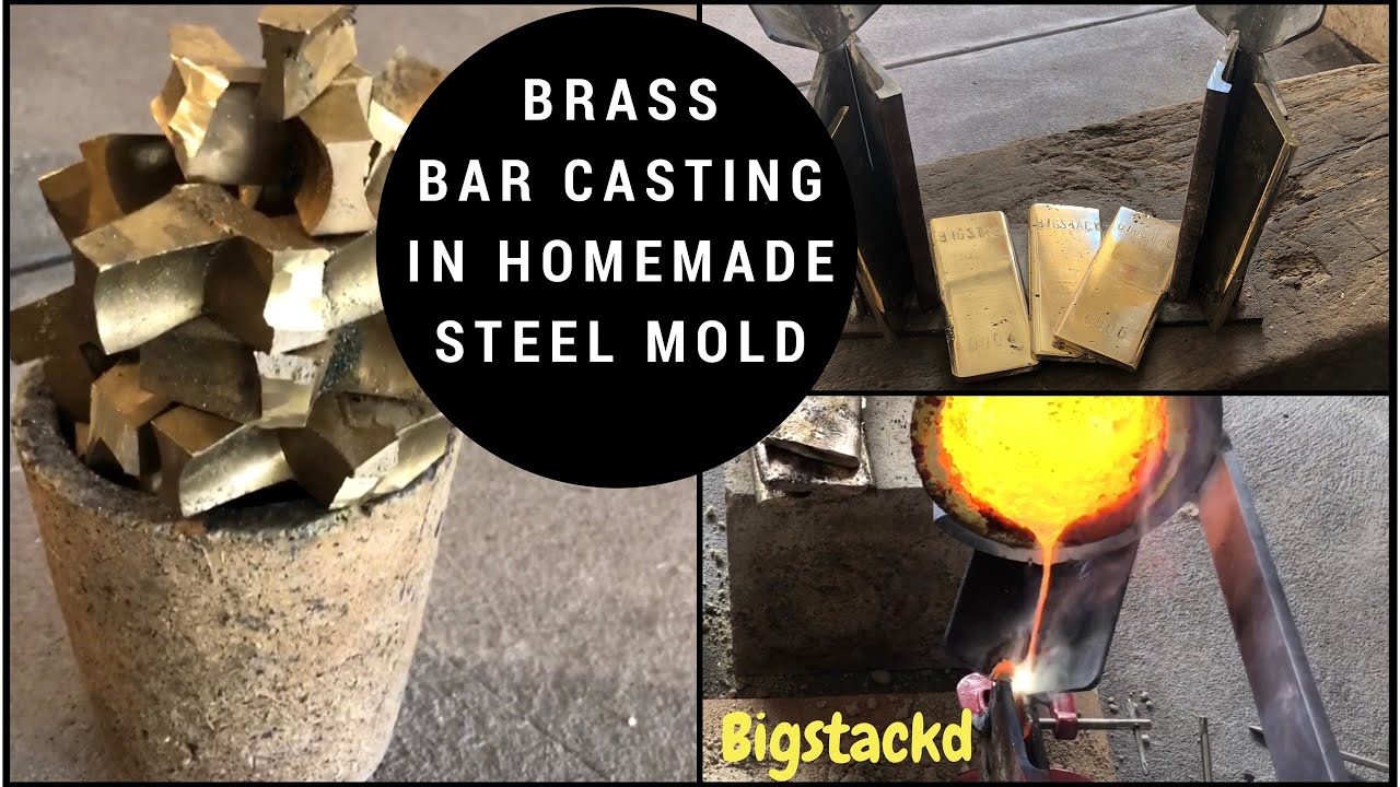 MELTING CASTING BRASS BARS IN HOMEMADE STEEL MOLD