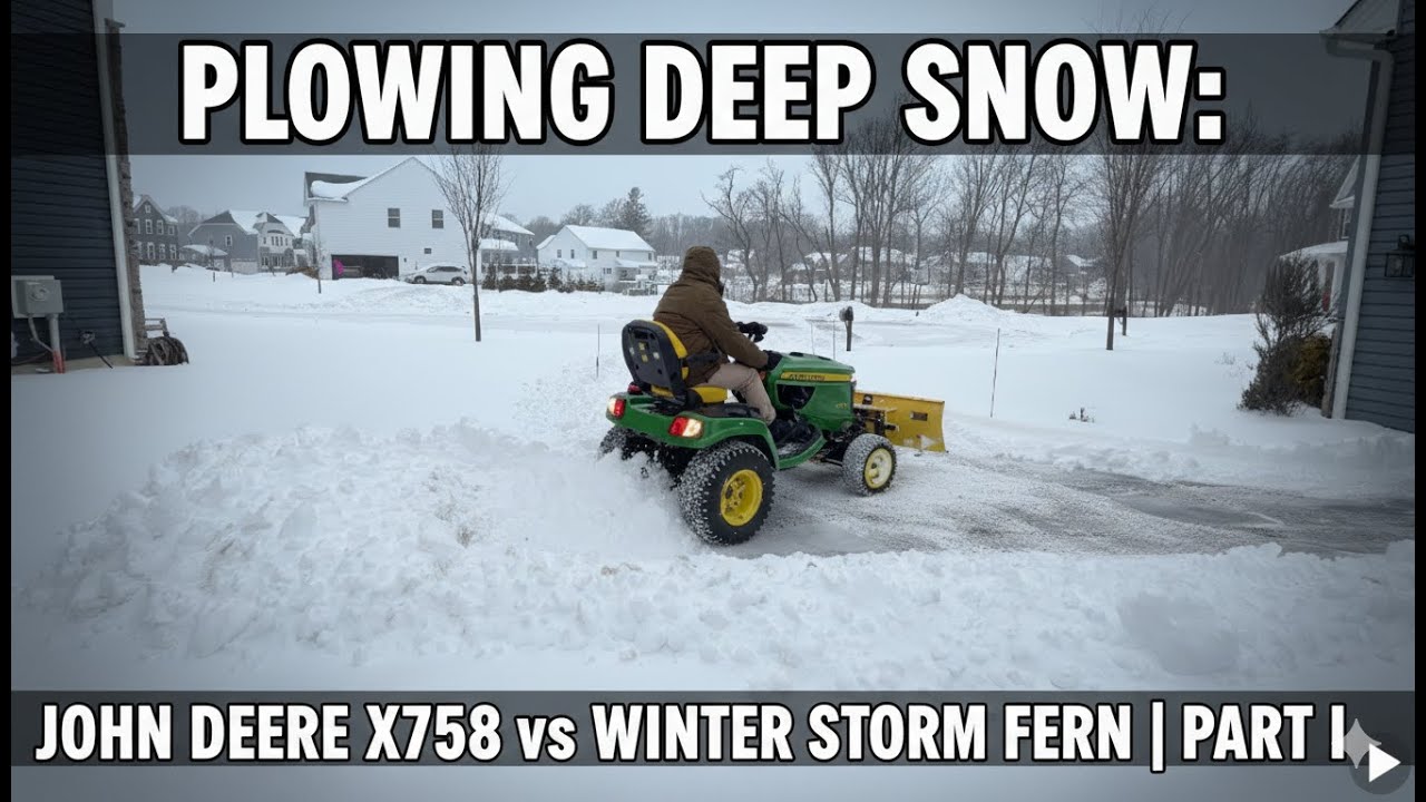 Plowing Deep Snow: John Deere X758 vs Winter Storm Fern | Part I