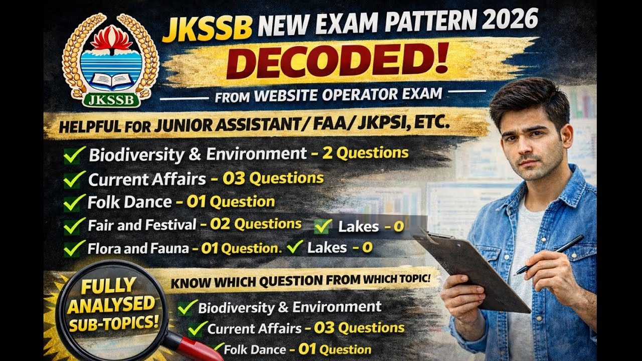 imp: JKSSB New Exam Pattern Decoded/ Analysed Topics and Sub-Topics of recent exams?   #juniorasstt