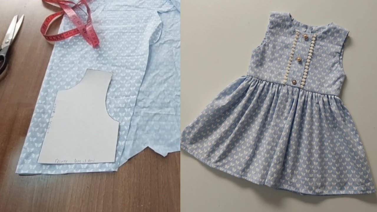 COMO COSTURAR VESTIDO INFANTIL BÁSICO COM DETALHES DE RENDA #costurainiciantes #costura