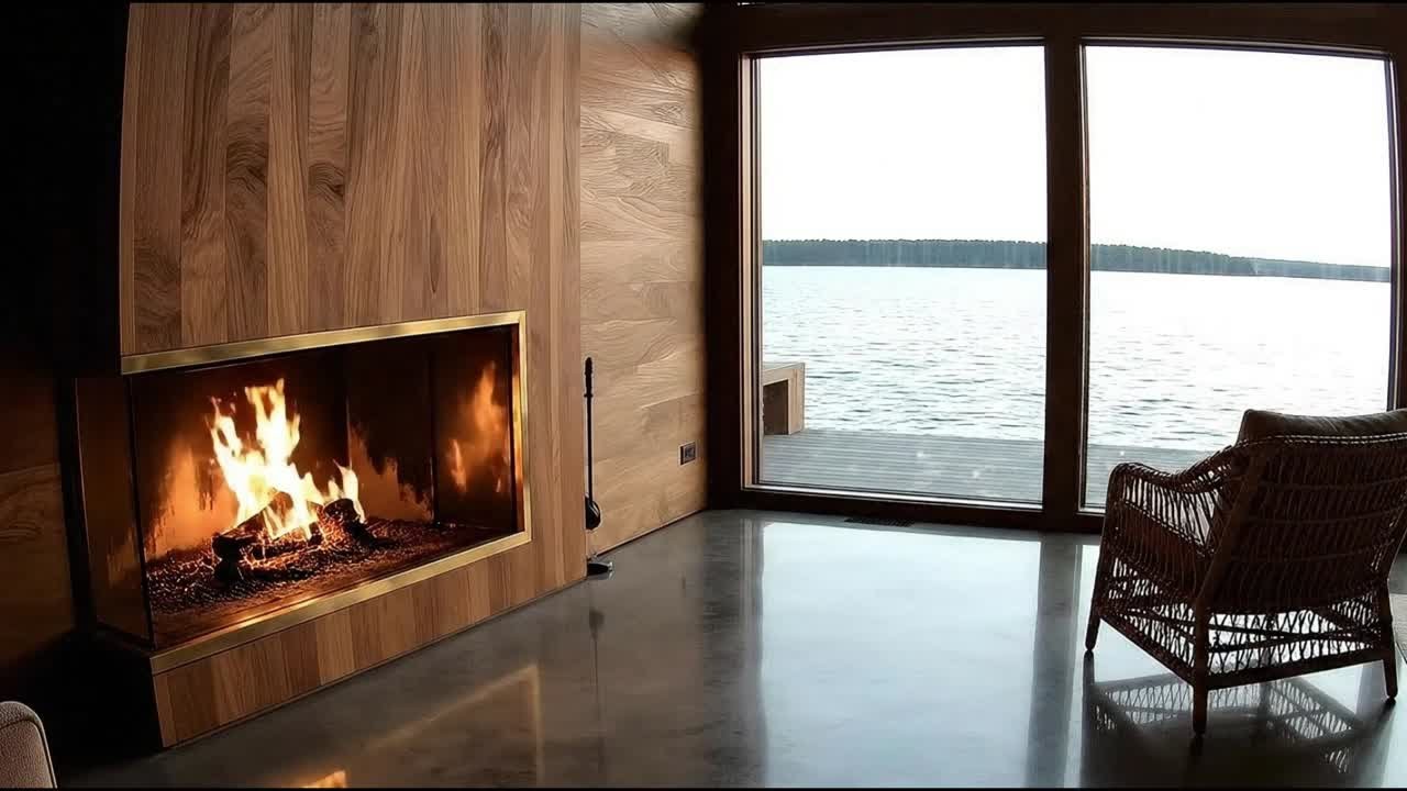 Ultimate Cozy Fireplace Ambience 🔥 Lakeside Retreat for Deep Sleep & Study Relaxation 😌
