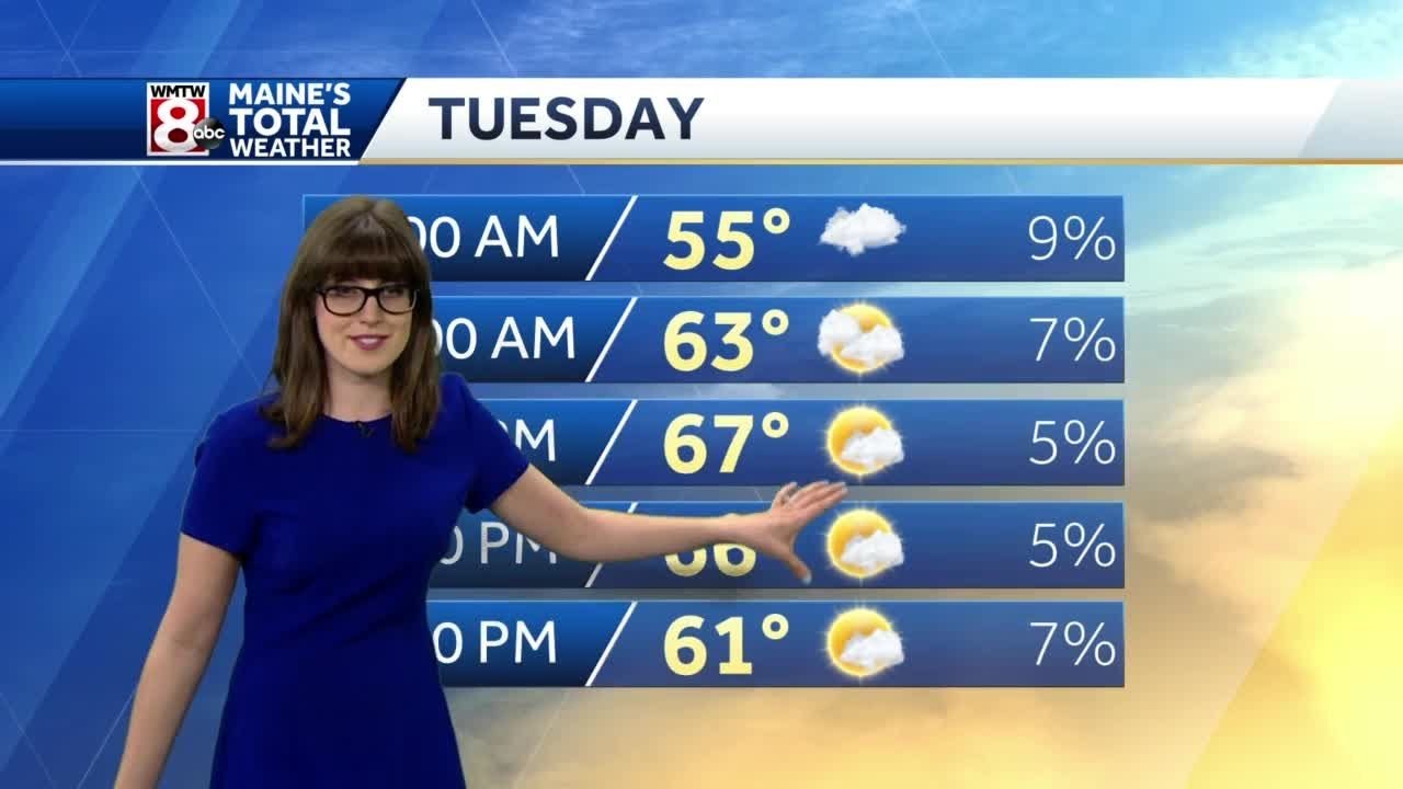 Mainly cloudy and cool at the coast today; warmer and brighter Tuesday