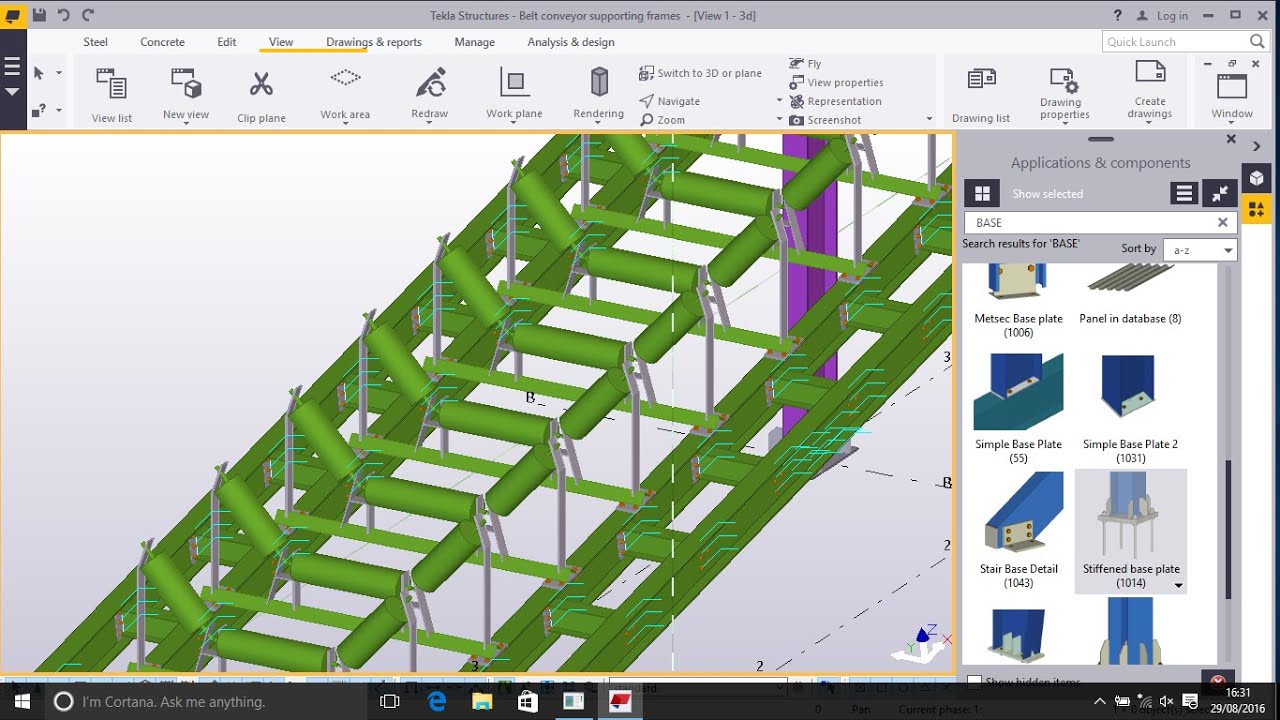 Belt Conveyor Support Structures Modelling in TEKLA STRUCTURES 2016