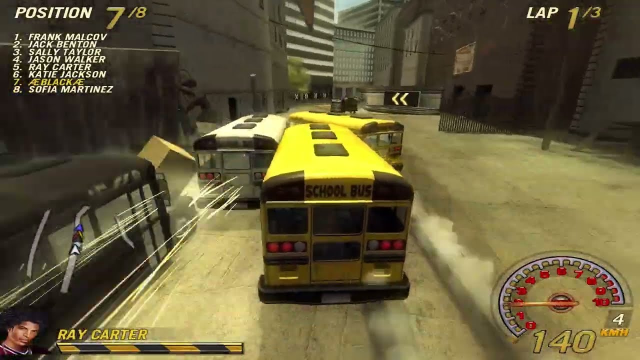 Flatout 2 - All Buses Race to get job from Flatout Elementary School - (10x damage - Hardest Enemy)