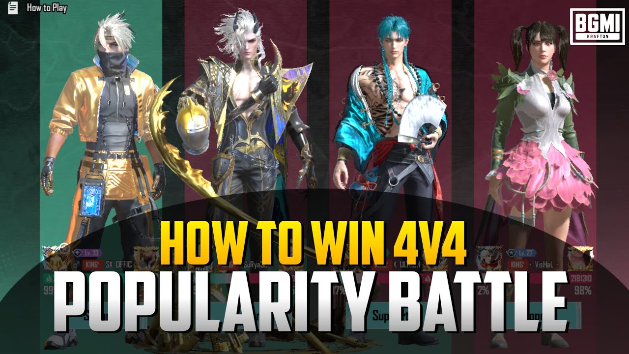 😍 HOW TO WIN 4v4 POPULARITY BATTLE IN BGMI | TEAM POPULARITY BATTLE KAISE KHELE