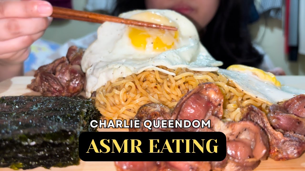 ASMR Eating: Chicken Gizzard, Eggs, Pancit LM & Seaweed | Charlie Queendom #FoodASMR #EatingASMR