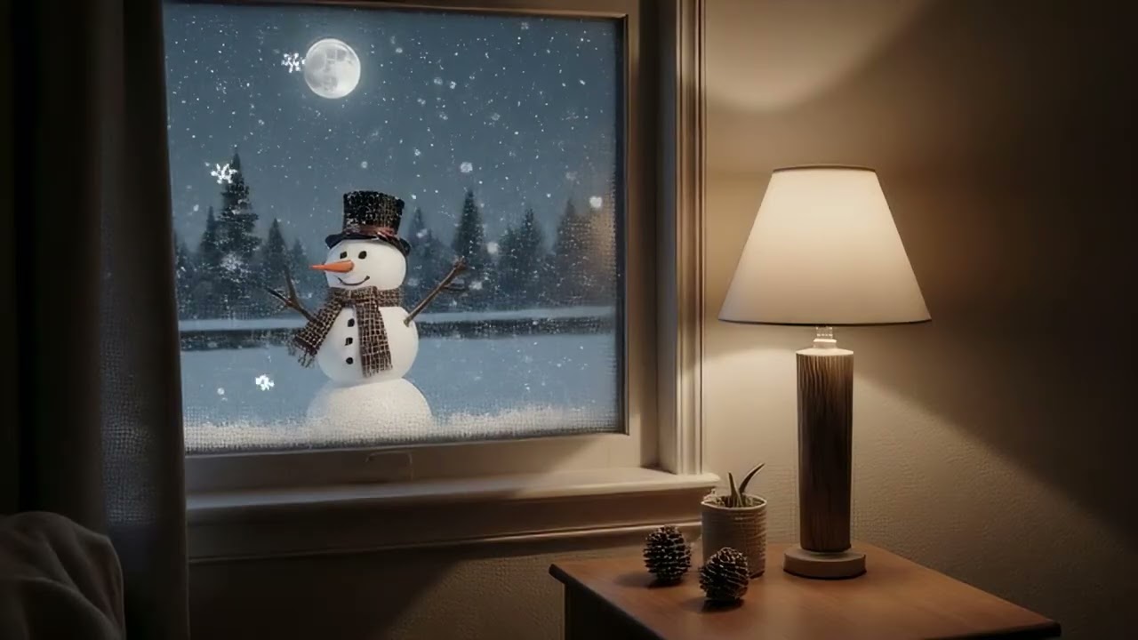 Snowman Outside the Window Cozy Winter Lo Fi Beats to Relax & Study