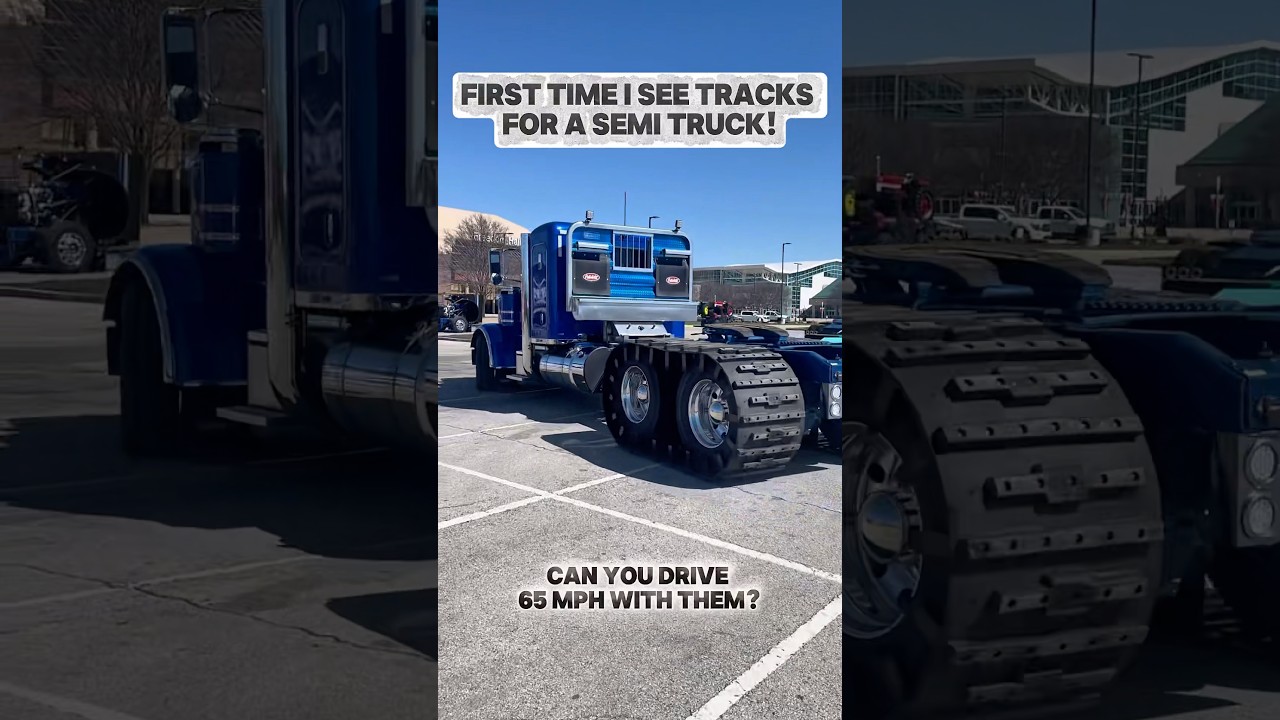 First time I see tracks on a semi truck drive axles. #trucking #offroad #flatbed #mud #stuckinmud