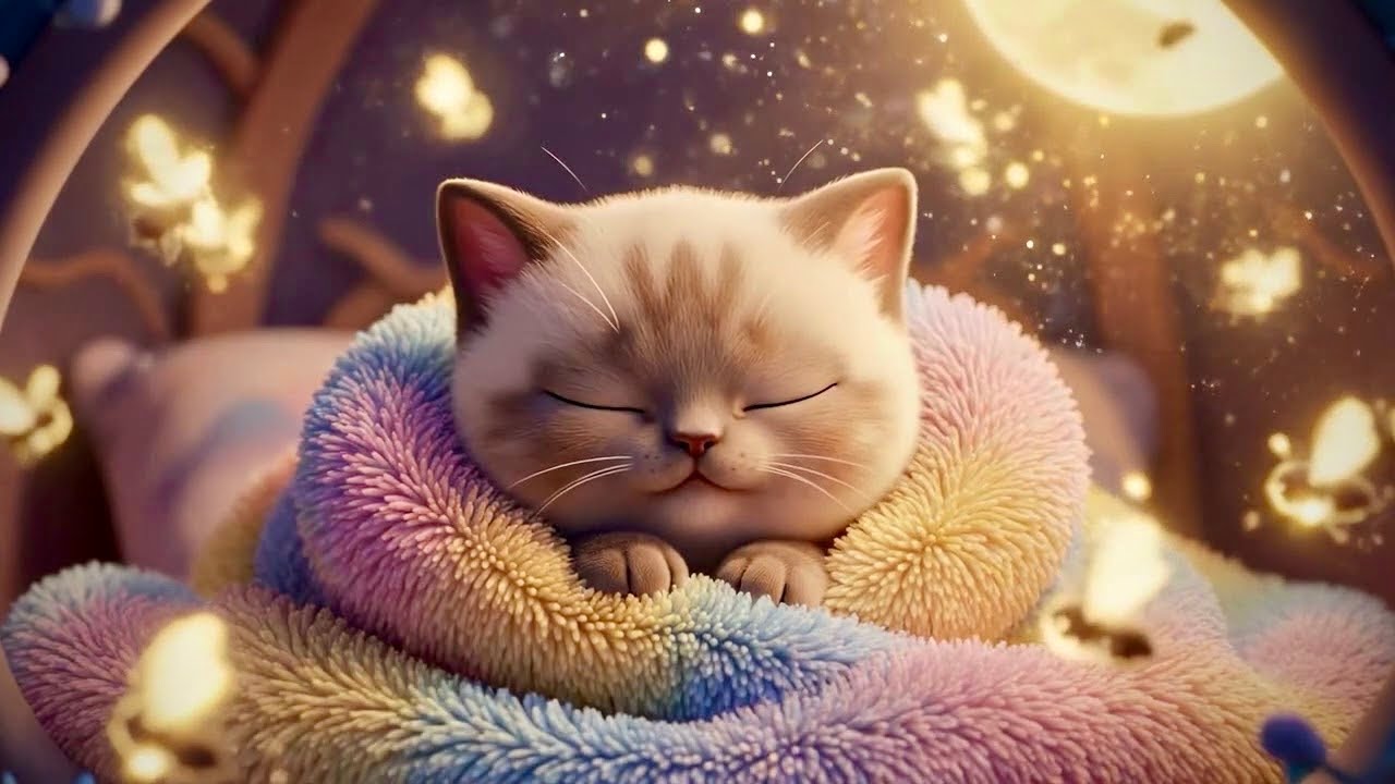 3 часа расслабляющих колыбельных для малышей 🌙 Милый котёнок и светлячки – музыка для сна ✨