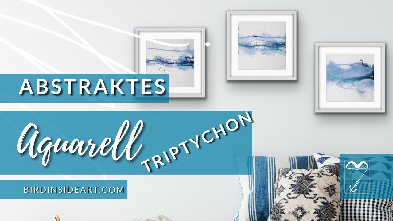 Abstraktes Aquarell malen | Aquarell Demo | Aquarell Landschaft Triptychon | Bird Inside Art