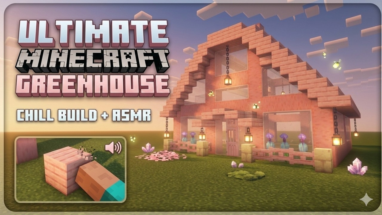 Pink Cherry Blossom Greenhouse 🌸 | Minecraft ASMR Build (No Talking)