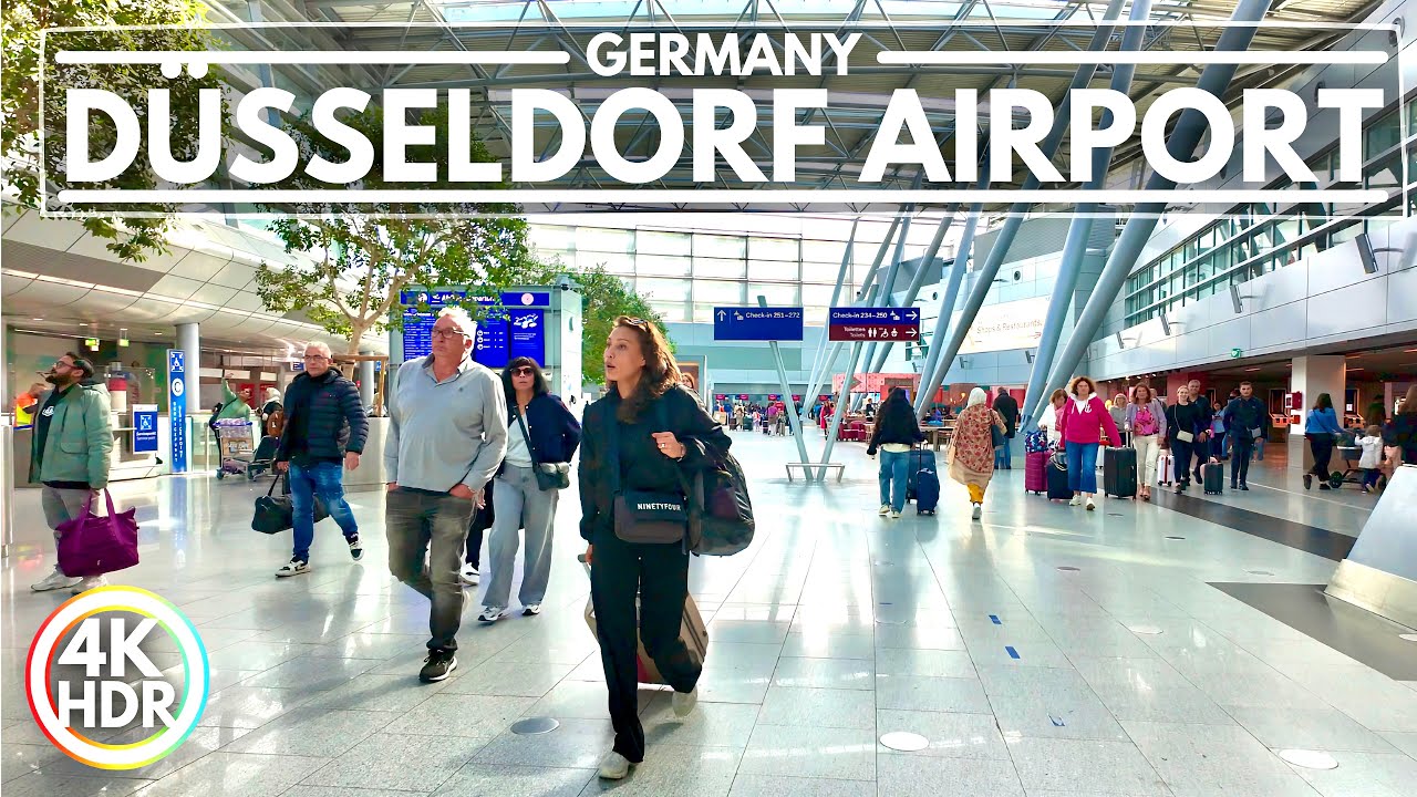 Düsseldorf International Airport DUS in Germany, October 2024 - Germans Escaping Cold Autumn 4K HDR