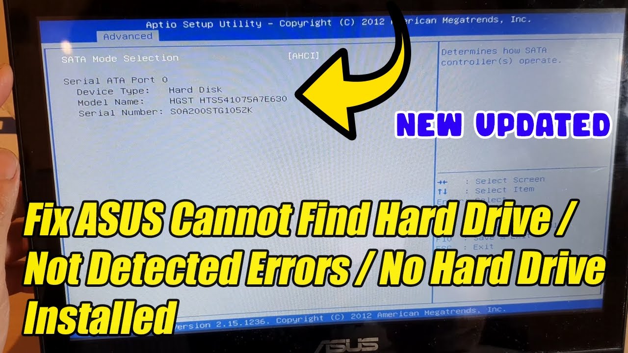 Исправление ошибок &laquo;Asus не может найти жесткий диск&raquo;, &laquo;Жесткий диск не обнаружен&raquo;, &laquo;Жесткий диск не найден или не установлен&raquo;