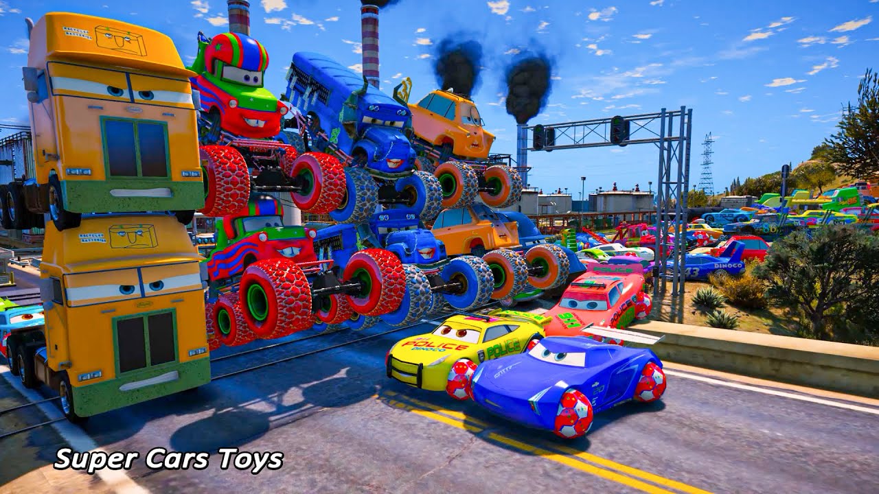 Disney Cars 3 McQueen Jerry Recycled Batteries Monster Trucks Miss Fritter Jackson Storm and Friends