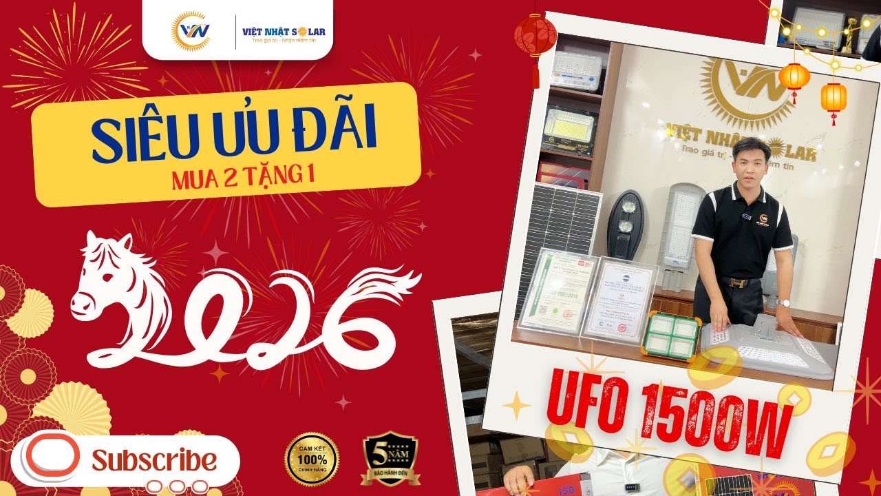 Đèn năng lượng mặt trời - Phiên bản cao cấp nhất dành cho sân vườn UFO 1500w mới 2026.