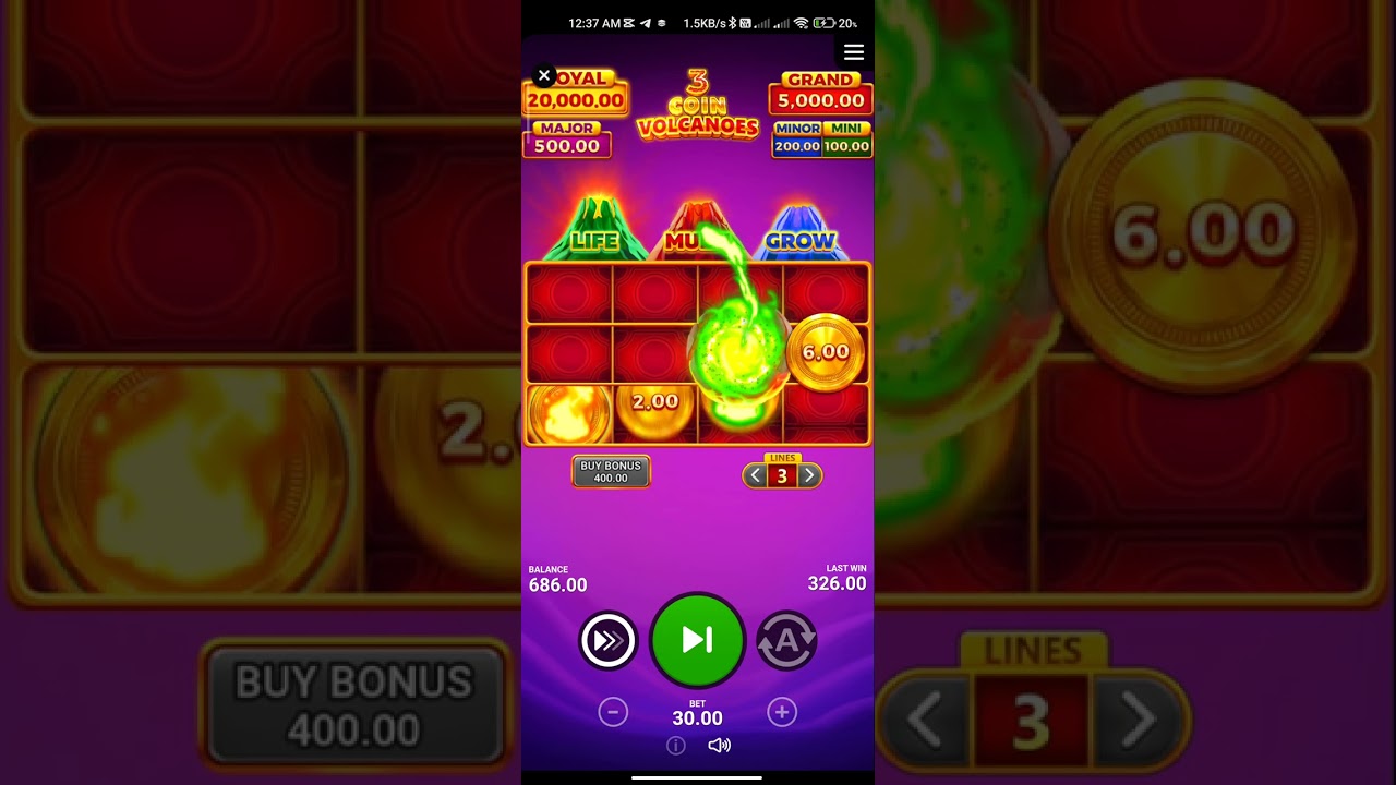 3 COIN VOLCANOES GAME PLAY #slot #slotscasinogames #casinogames #casino
