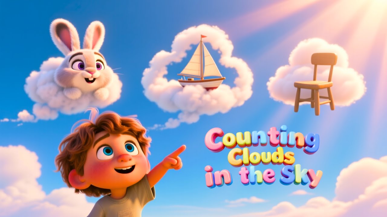 ⭐ Counting Clouds in the Sky | Relaxing Number Song for Kids