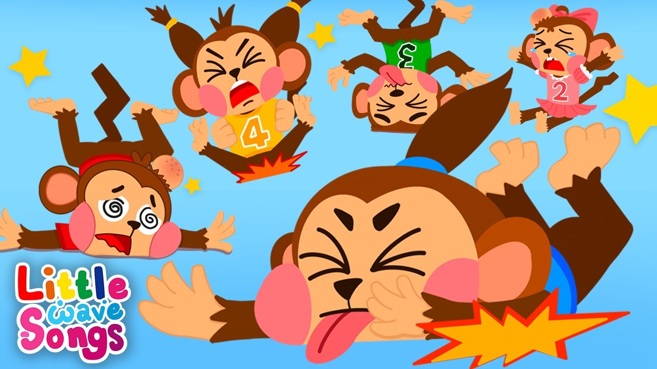 Five Little Monkeys Jumping on the Bed  |  Nursery Rhymes For Kids | Little Wave Songs - Baby Coco