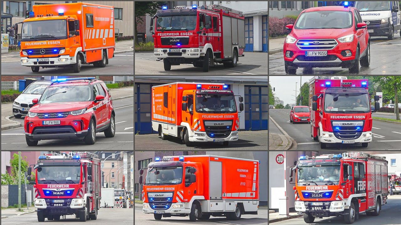 [FEUERWEHR ESSEN] ABC-Alarme, Löschzüge, Sonderfahrzeuge UVM.. Einsatzfahrten zusammenschnitt Essen