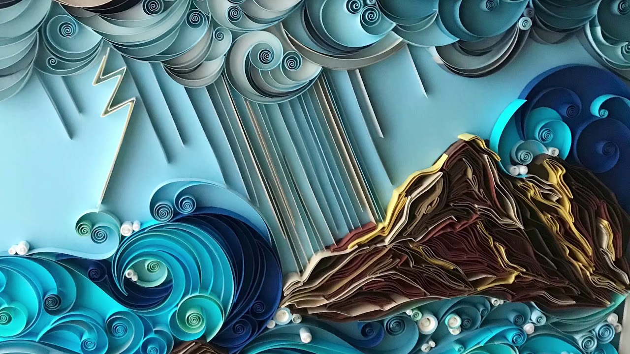 How did I make stormy sea and whale | QllArt | Paper Art |