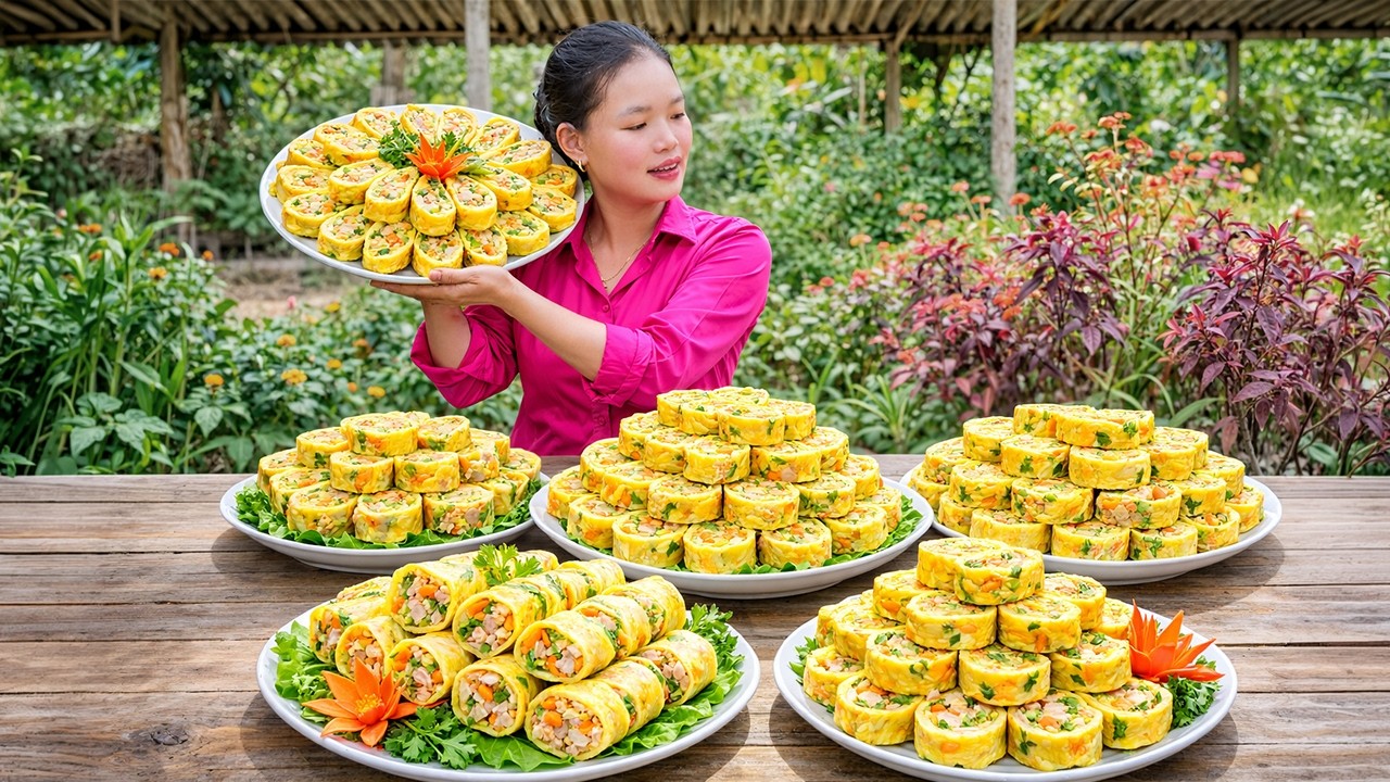 Happy Women’s Day: How Huong Makes Homemade Egg Rolls with Minced Meat to Sell at the Market