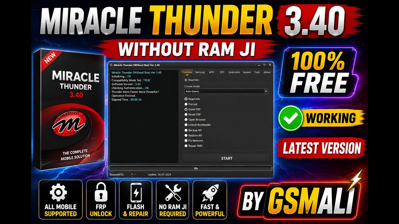 🔥 Miracle Thunder v3.40 Free Download (100% Working - Without Box / Dongle) BY GSMALI