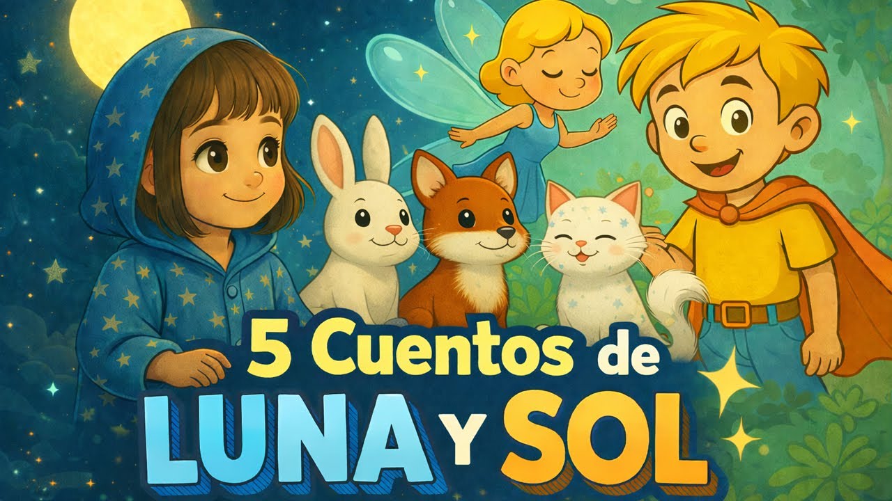 5 Cuentos de Luna y Sol 🌙🌞 | Historias Infantiles para Dormir | Aventuras Mágicas para Niños