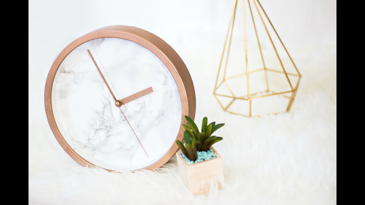 DIY Rose Gold Marble Clock
