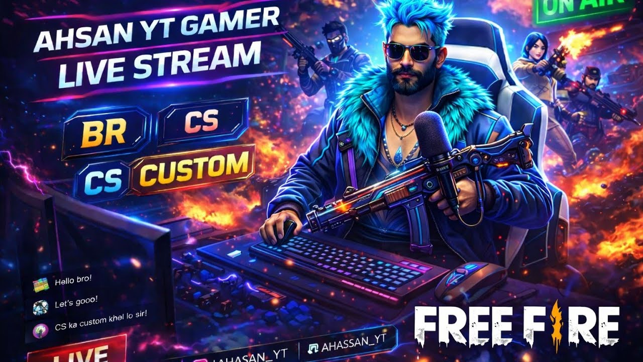 🔴 Free Fire Live Stream | CS Rank Push 🔥 Custom Room With Subscribers | Ahsan YT Gamer