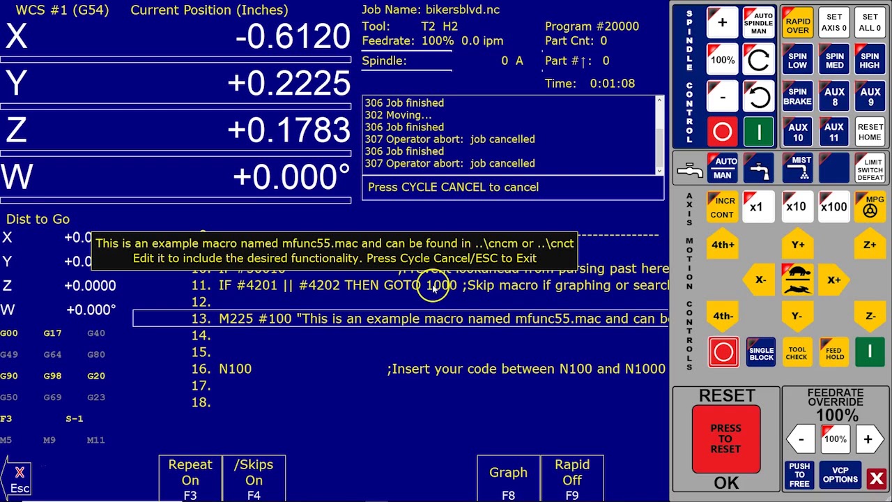Centroid Acorn CNC12 VCP AUX key mapping to a Macro