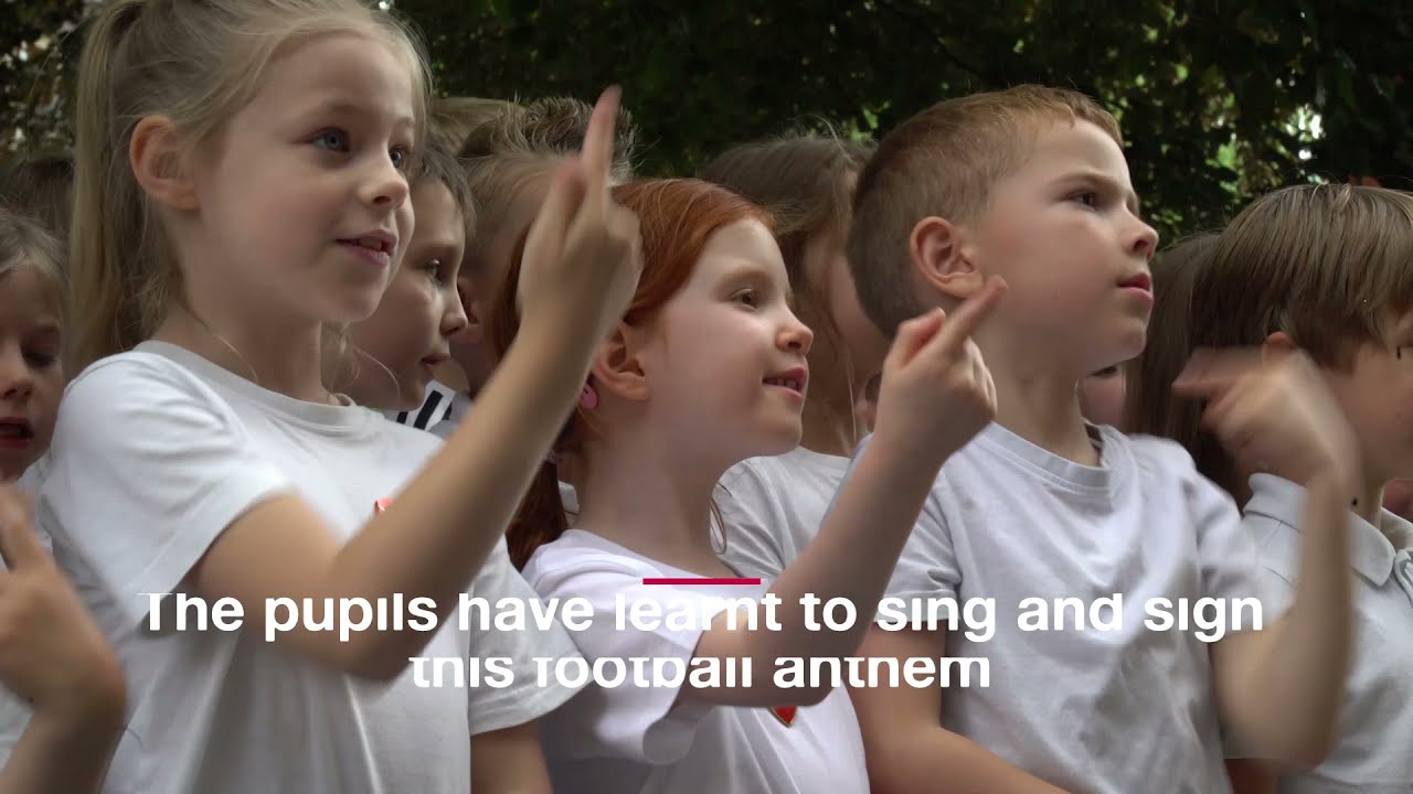 St Peter's School on Harrogate sing a football anthem