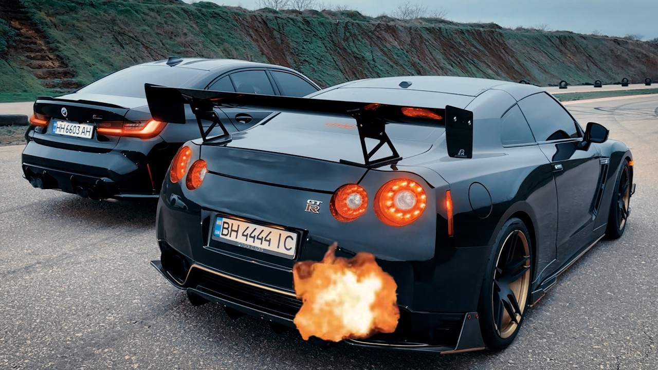 Японская Легенда на СТЕРОИДАХ Nissan GTR R35 stage3 VS BMW M3 G80 stage2. ЗЛЫЕ Жиги, мокрый Дрифт! 