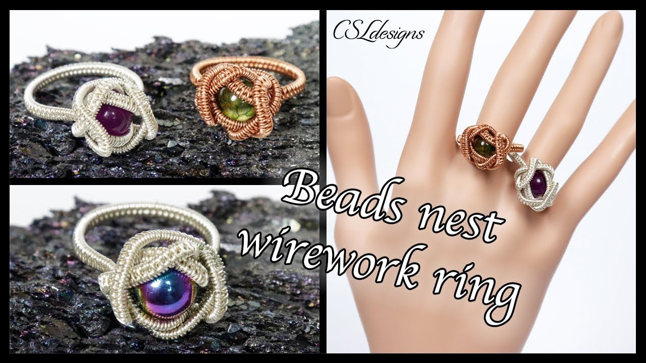 Beads nest wirework ring