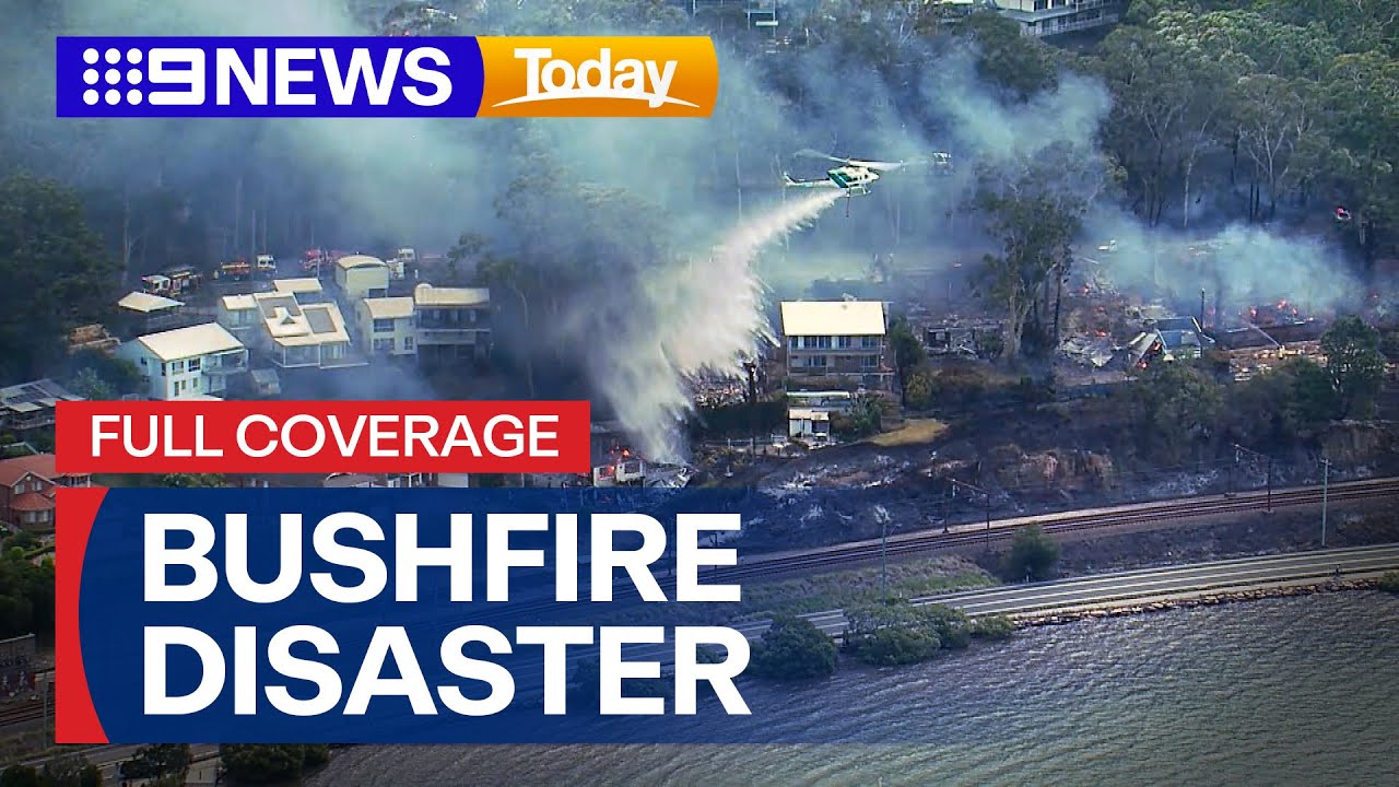 IN FULL: Homes destroyed as fast moving bushfire burns north of Sydney | 9 News Australia