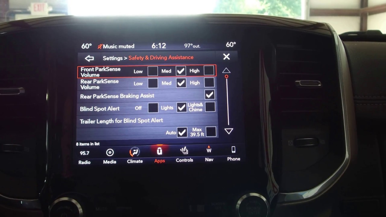 Ram 1500 Blind Spot Warning and Park Sense