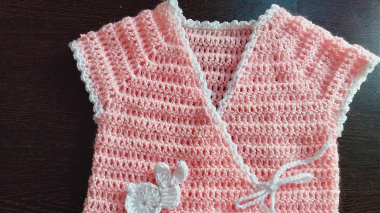 easy crochet baby sweater for 0 to 24 months (subtitles available)