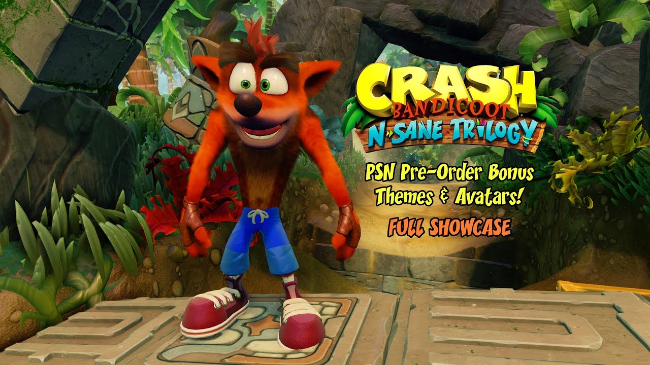 Crash Bandicoot N. Sane Trilogy (PS4) PSN Pre-Order Bonus Themes & Avatars Full Showcase