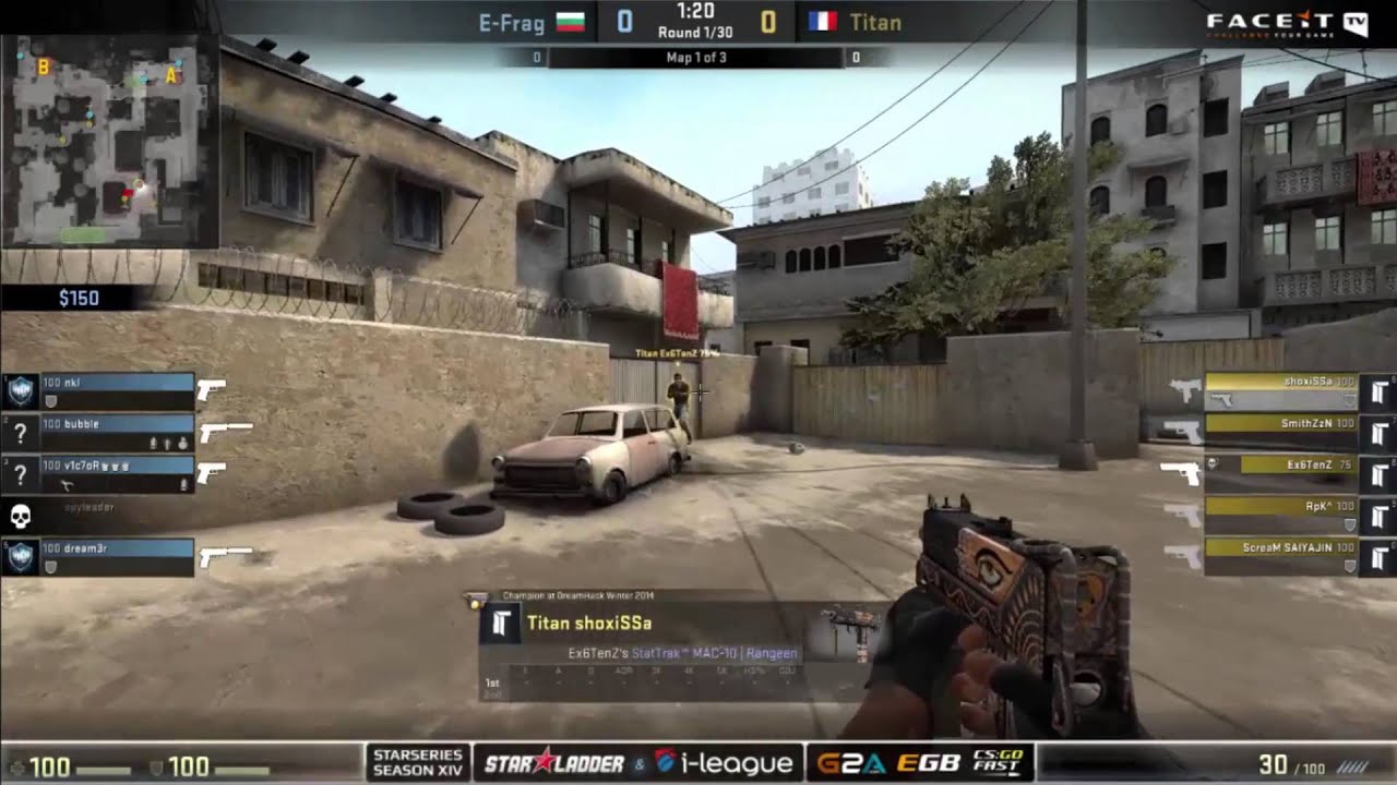 CS:GO &mdash; Shox использует Mac-10 в пистолетном раунде против E-Frag