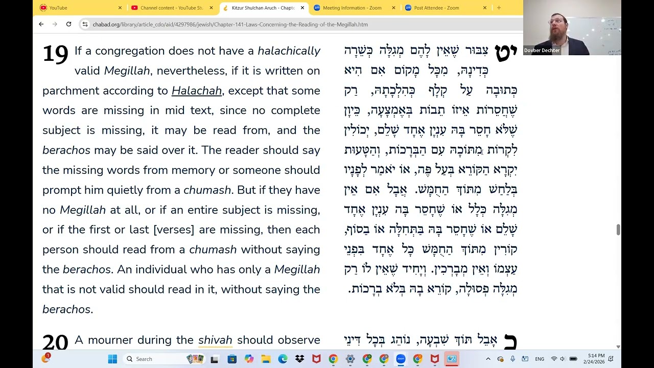 Laws of Purim Class 7 Kitzur siman 141