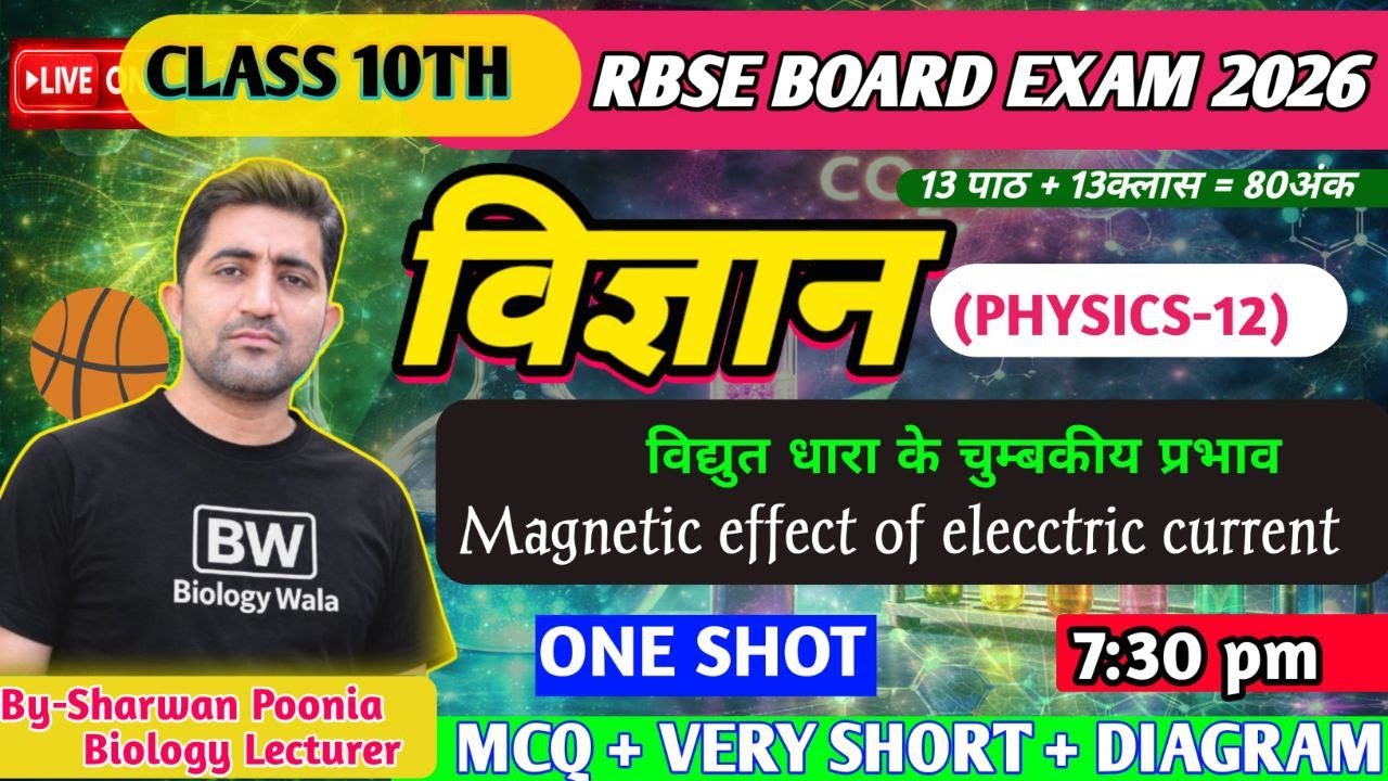 Class10th Science -Magnetic effect of current विद्युतधारा के चुम्बकीय प्रभाव  MOST question| SP SIR