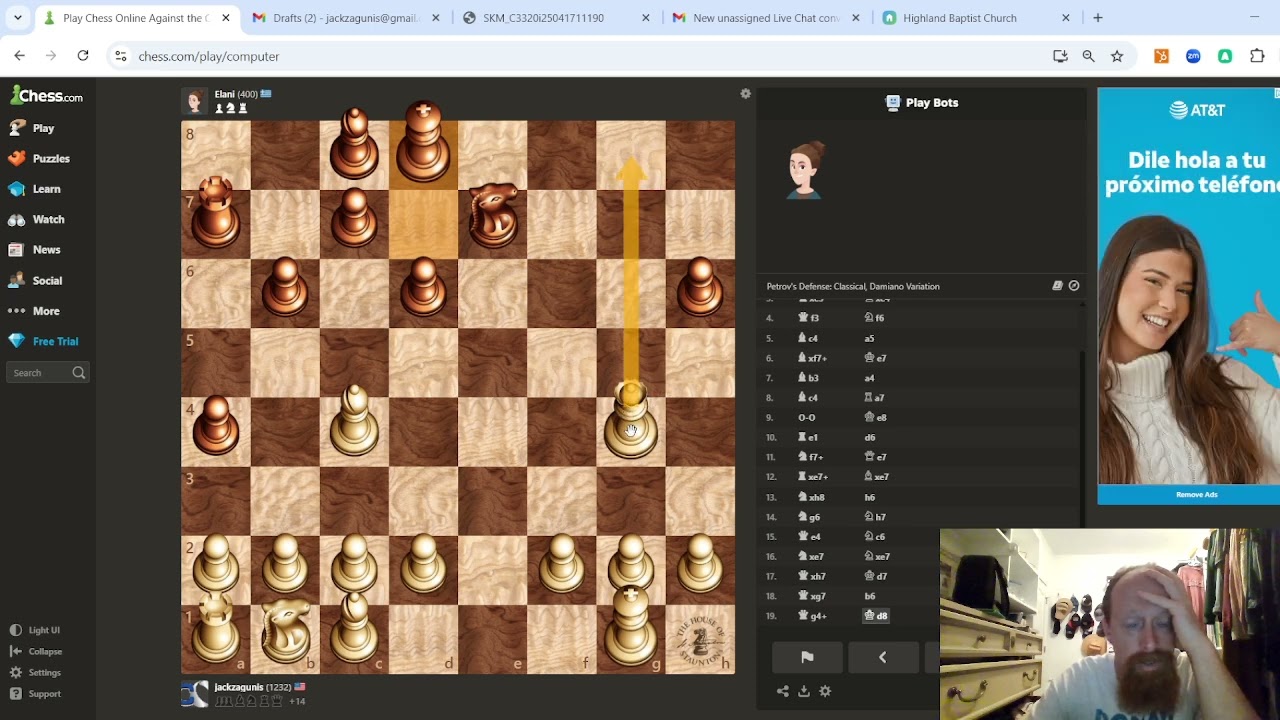 Chess game vs a bot I Elani chess bot I win this one