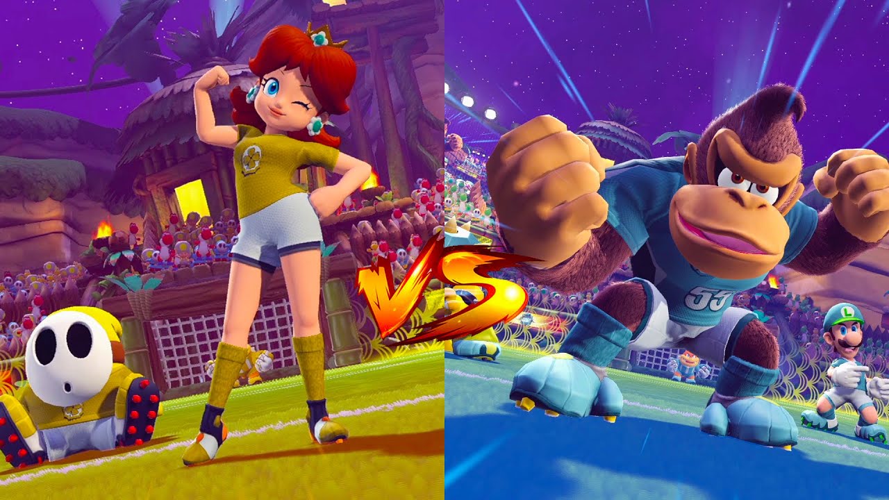 [Mario Strikers Battle League Football ]Team Daisy vs Team Donkey Kong and  Waluigi (Very hard )