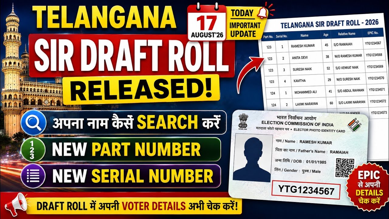 Telangana SIR Draft Roll Released | Apna Naam Kaise Search Kare | New Part & Serial Number