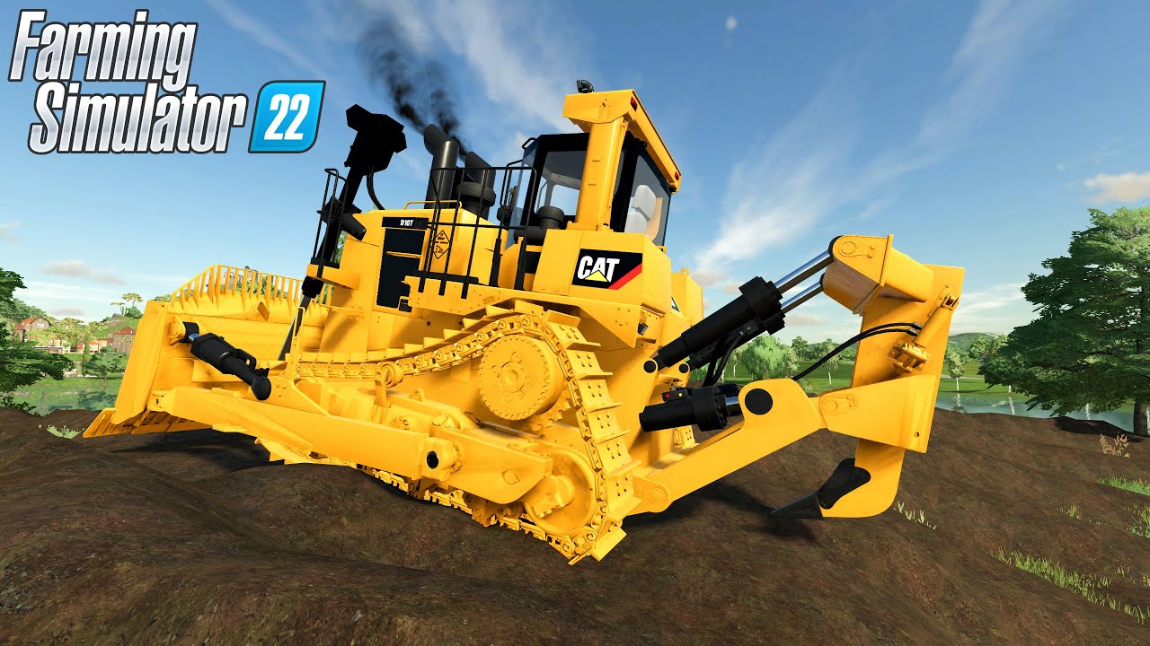 Farming Simulator 22 - CAT D-10T Heavy Bulldozer Pushes Dirt