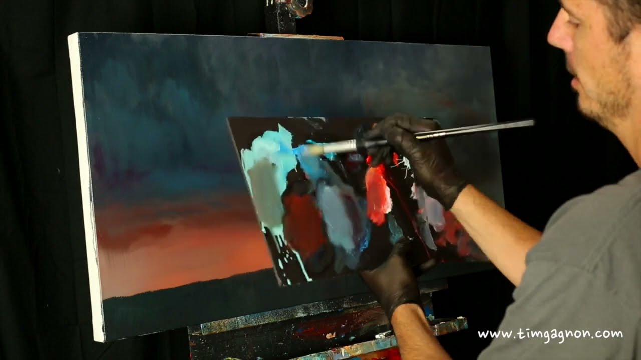 Blazing Downpour timelapse oil painting by Tim Gagnon